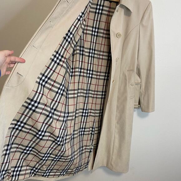 Burberrys Women's Trench Coat Vintage Novacek Lined Cream Tan Large Belted - Picture 11 of 14